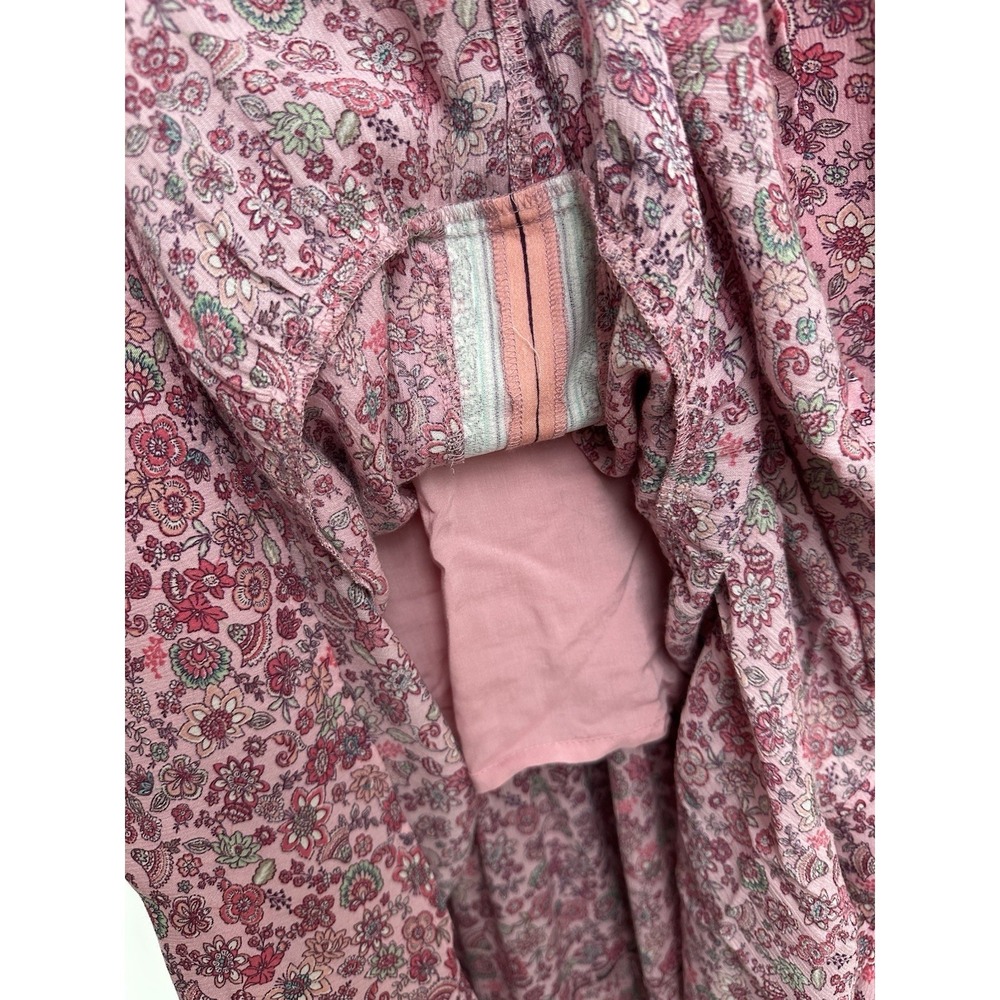 J. Jill Maxi Dress Size Large Pink Floral Tiered Boho Lightweight Breezy Beachy - Picture 5 of 8